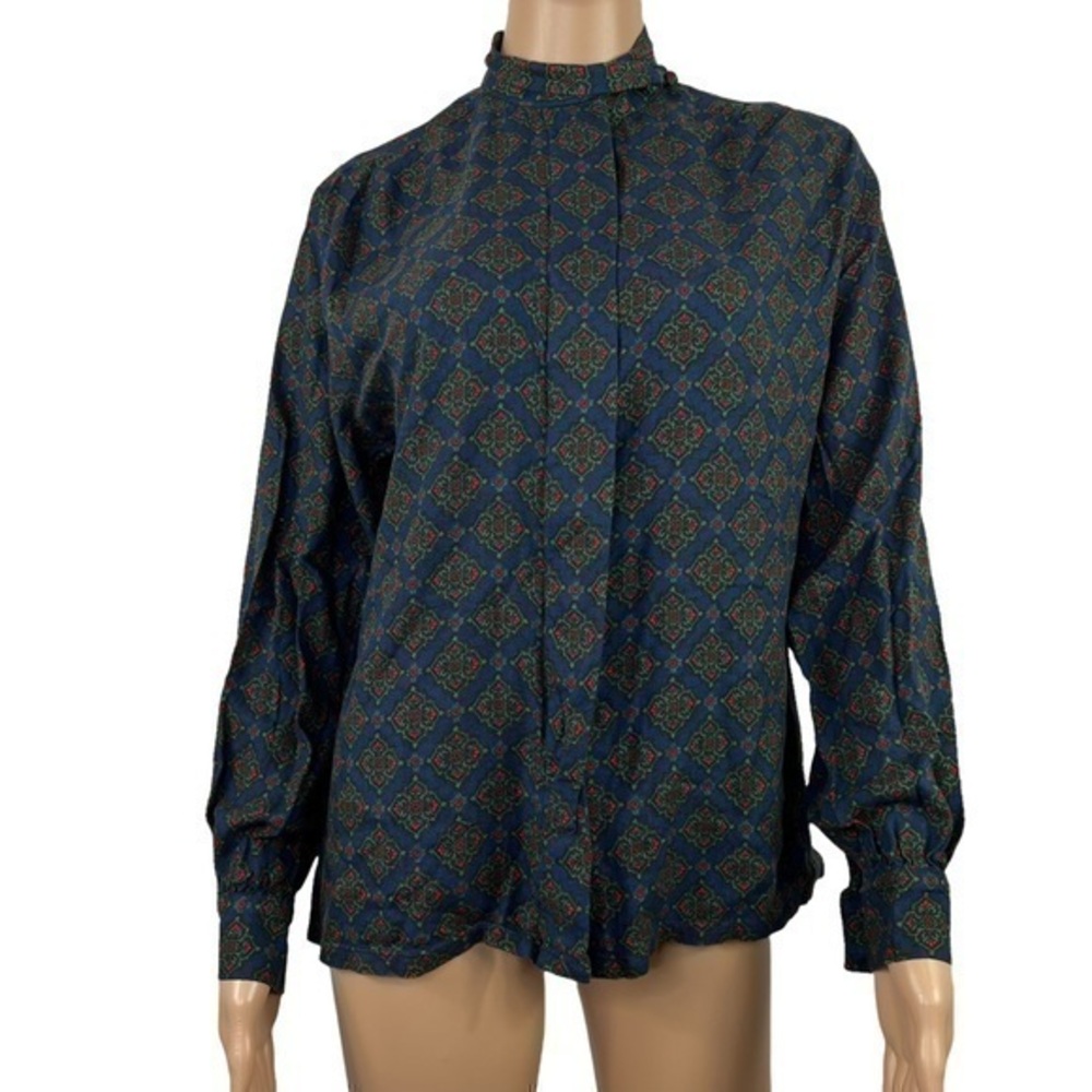 Pendleton Women Top Blouse Blue Buttons Down Sz M <8>